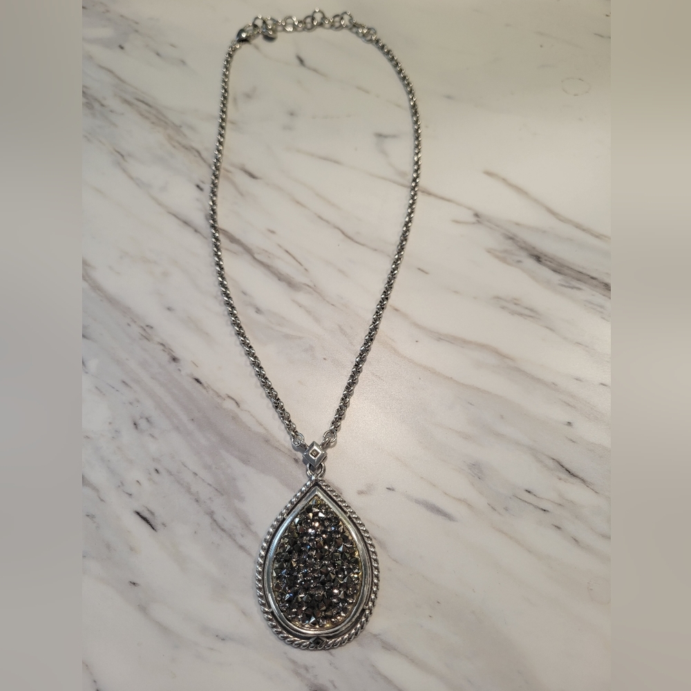 Brighton Drusy drop Crystal Rocks pendant necklace